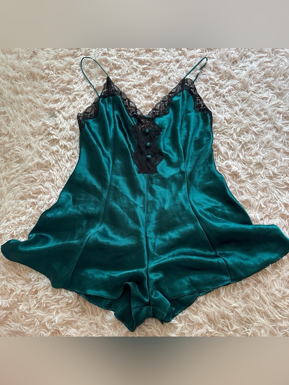 Vintage emerald green romper lingerie size medium